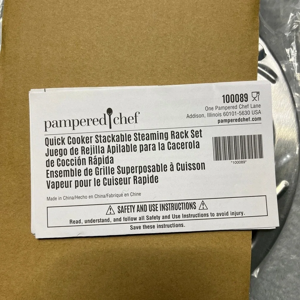 Pampered Chef Quick Cook Stackable Steaming Rack Set 100089 Stainless Steel